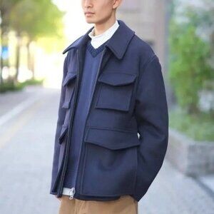 Acne Studios Mutual Paw17 Wool Coat Full Zip Men Black Casual Long Sleeve Size 5